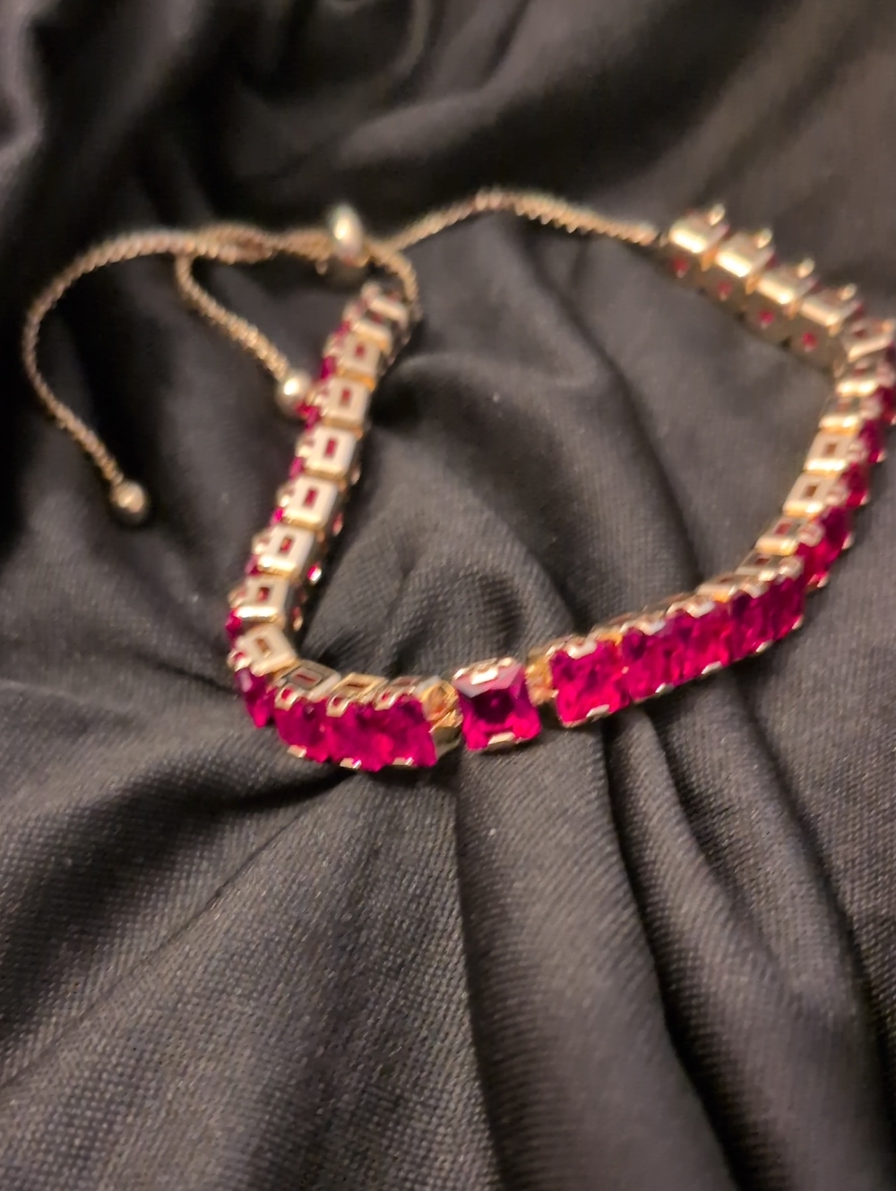 Swarovski  Crystal -red Slider Bracelet in Gold Tone